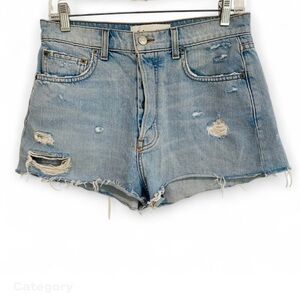 REFORMATION LIGHT BLUE DISTRESSED CUT OFF DENIM JEAN SHORTS SIZE 27